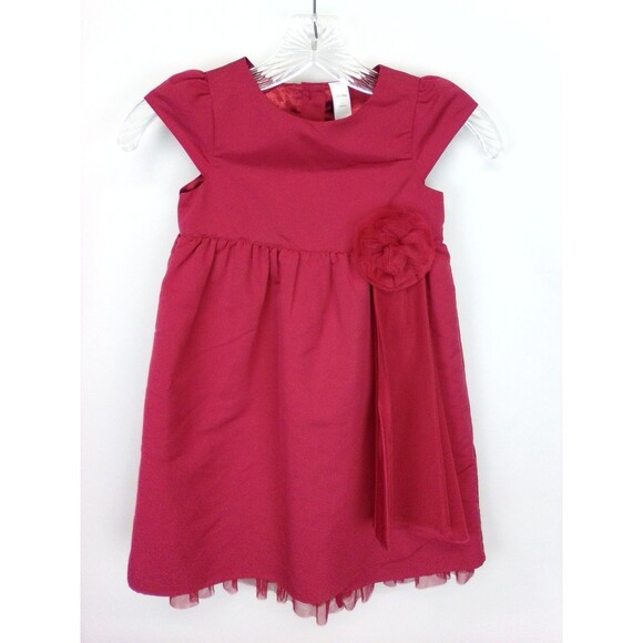 Baby Gap Girl's Short Sleeve High Round  Neckline Satin Feel Red Dress Size 5 - Picture 7 of 7